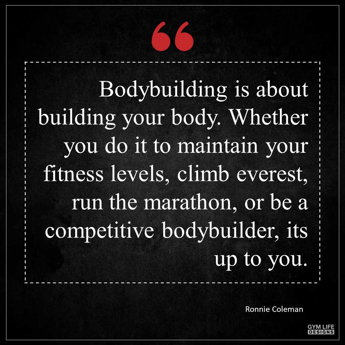 Bodybuilding is about building your body Whether you do it to maintain your fitness levels climb Everest run the marathon or be a competitive bodybuilder its up to you