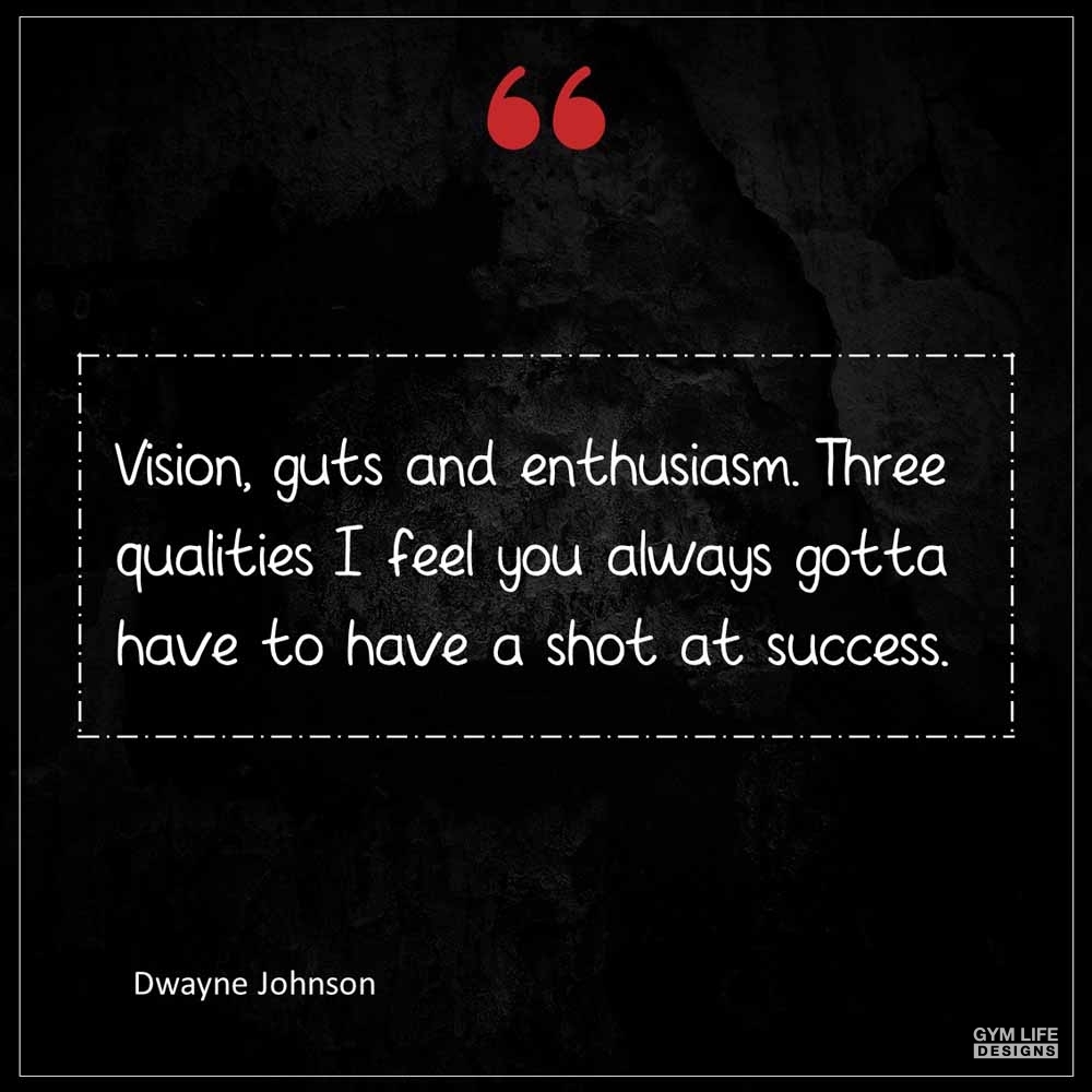 Dwayne Johnson Vision guts and enthusiasm Three qualities I feel you always gotta have to have a shot at success