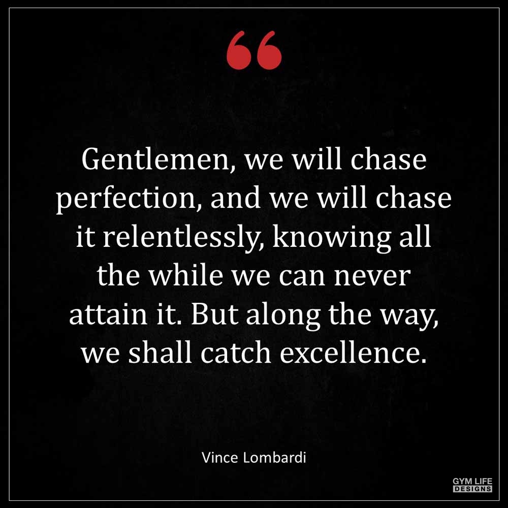 Vince Lombardi Gentlemen we will chase perfection and we will chase it relentlessly knowing all the while we can never attain it But along the way we shall catc