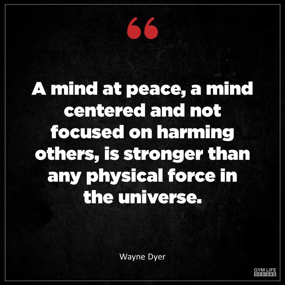 Wayne Dyer A mind at peace a mind centered and not focused on harming others is stronger than any physical force in the universe