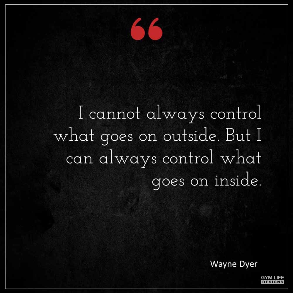 Wayne Dyer I cannot always control what goes on outside But I can always control what goes on inside