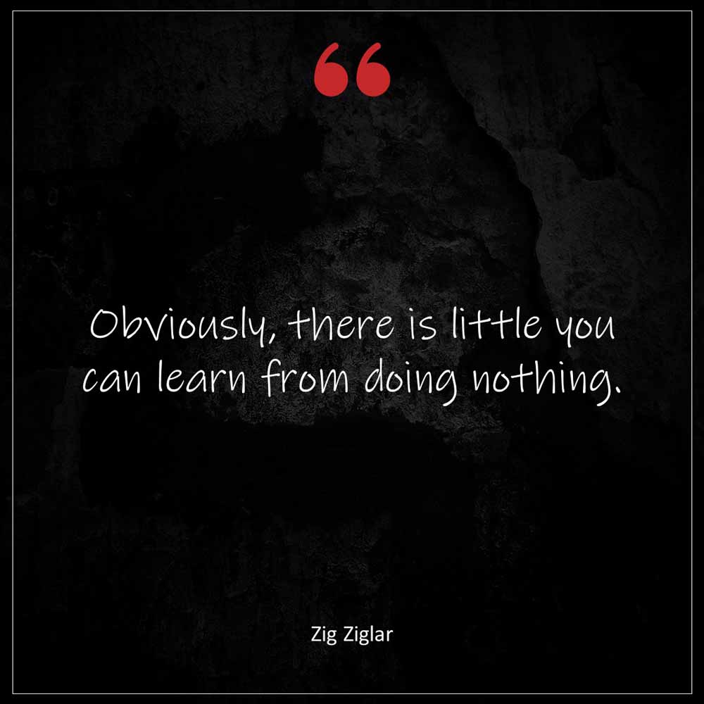 Zig Ziglar Obviously there is little you can learn from doing nothing
